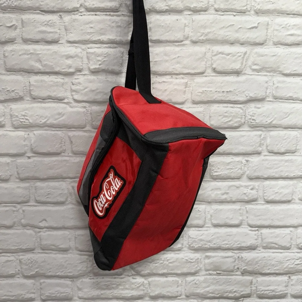 Coca Cola Red Black Tote Medium Sized Duffle Bag With Shoulder Strap Coca Cola